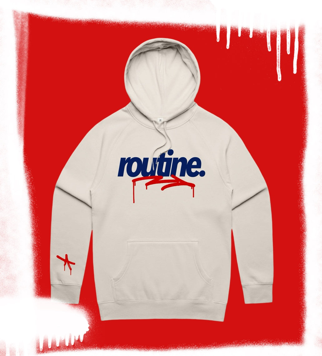 Red arrow hood (bone/navy)